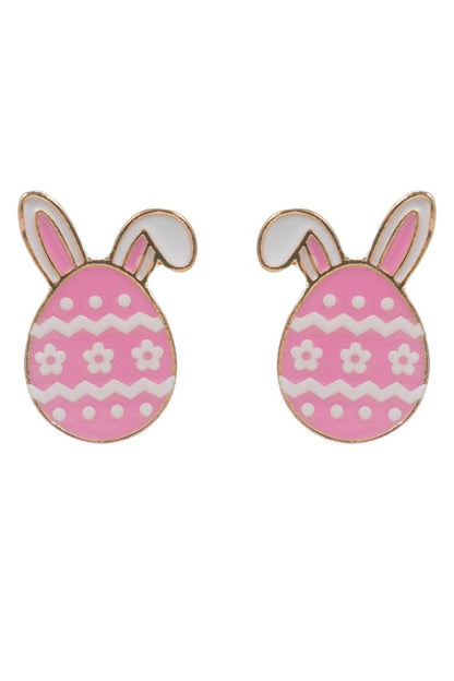 Easter Egg Enamel Pattern Titanium Post Earrings | Hypoallergenic Earrings