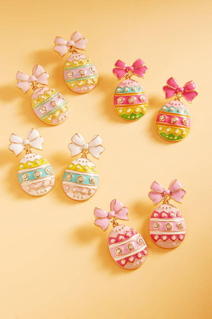 Easter Egg Enamel Ribbon Earrings - Hypoallergenic Titanium - Nifty Decor & More