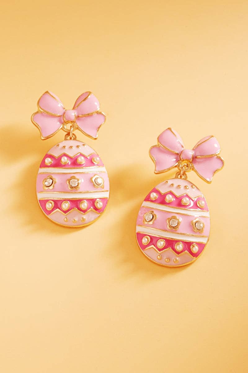 Easter Egg Enamel Ribbon Earrings - Hypoallergenic Titanium - Nifty Decor & More