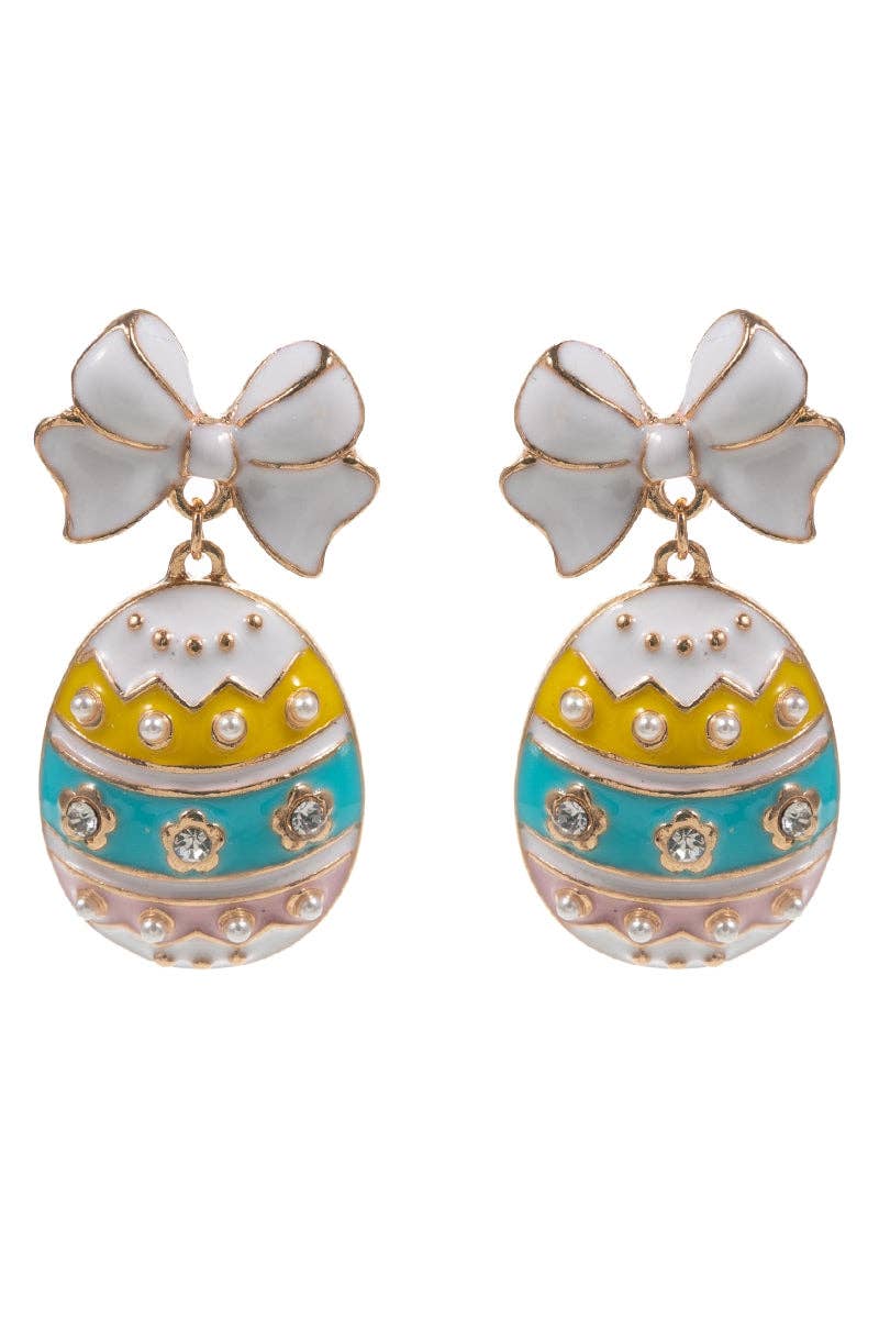 Easter Egg Enamel Ribbon Earrings - Hypoallergenic Titanium