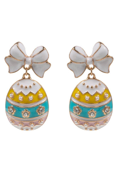 Easter Egg Enamel Ribbon Earrings - Hypoallergenic Titanium
