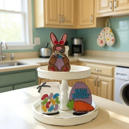 Easter Egg Hunt Tiered Tray Add-On Set 3pc | Spring Decor for Easter Basket & Holiday Display for Tiered Tray Easter Shelf Sitter