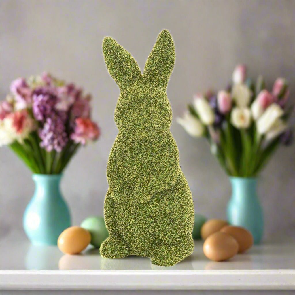 Easter Flocked Bunny - Cute Spring Decor, Unique Easter Accent Piece for Home & Holiday Decor - Nifty Decor & More
