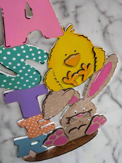 Easter Friends Stand - Pastel Spring Decor, Vibrant Easter Decor for Home & Celebrations, Charming Easter Table Centerpiece