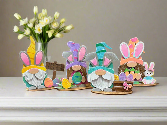 Easter Gnome Friends Shelf Sitter | Cute Spring Decor | Handcrafted Gnomes for Home | Perfect Gift for Easter Celebration