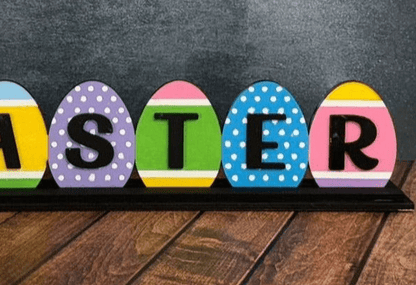 Easter Egg Shelf Sitter Sign, Wooden Bunny Egg Decor, Spring Tiered Tray Tabletop Decor Easter Shelf Sitter