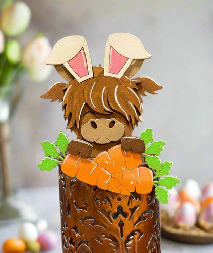 Easter Mug Buddies | Cute Easter Decorations, Springtime Gifts & Potted Plant Accessories, Huggers for Easter Fun Highland w/Carrots