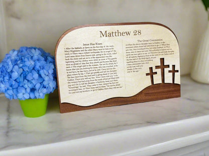 Easter Story Matthew 28 Sign | Christian Faith Decor | Religious Home & Garden Art | Inspirational Wall Art - Nifty Decor & More
