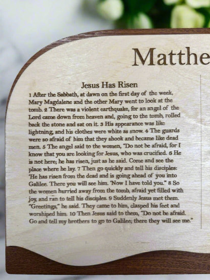 Easter Story Matthew 28 Sign | Christian Faith Decor | Religious Home & Garden Art | Inspirational Wall Art - Nifty Decor & More