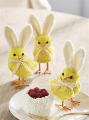 6" Yellow Easter Chick with Bunny Ears, Set of 3 Cute Home Decor for Spring, Easter Decorations, Adorable Chick Figurines Easter Shelf Sitter