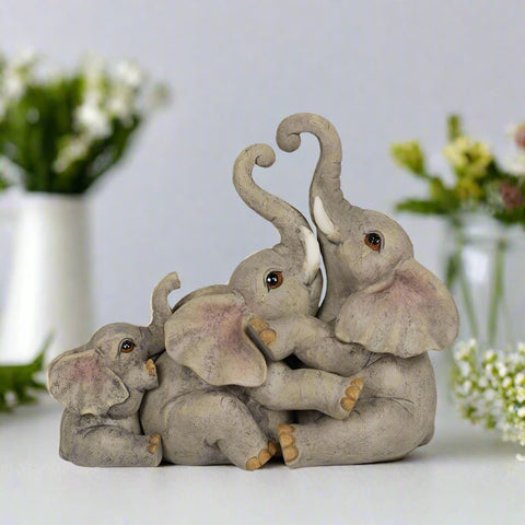 Elephant Family Figurines: Resin Family Sculpture, Perfect Gift for Housewarming, Nursery Decor & Baby Shower Table decor