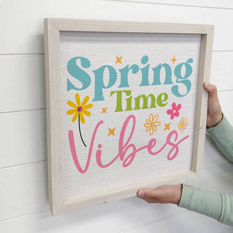 Spring Time Vibes Sign | Seasonal Decor for Home | Beautiful Wall Art for Spring | Perfect Gift for Easter & Mother&