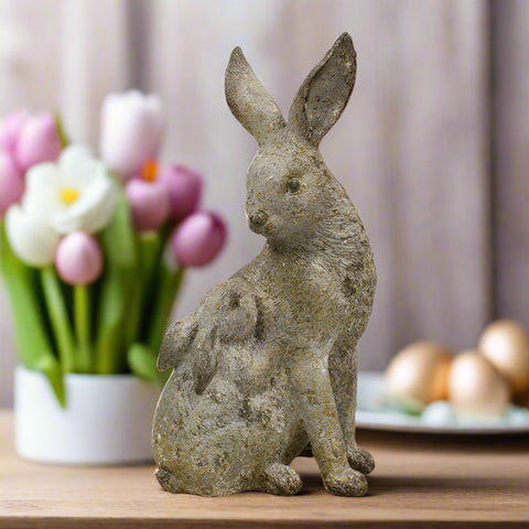 Mama & Baby Bunny Decor | Spring Resin Figurines | Cute Bunny Family for Home Decor, Easter Celebration Bunny figurine