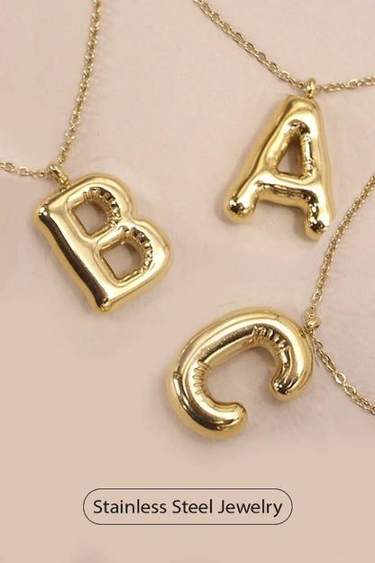 Elegant Initial Necklace 18K Stainless Steel , Durable Tarnish-Free Personalized Accessory, Thoughtful Gift for Women Bubble Necklace