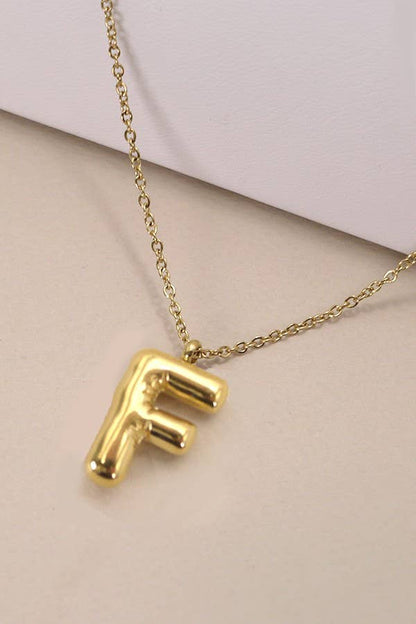 Elegant Initial Necklace 18K Stainless Steel , Durable Tarnish-Free Personalized Accessory, Thoughtful Gift for Women Bubble Necklace F
