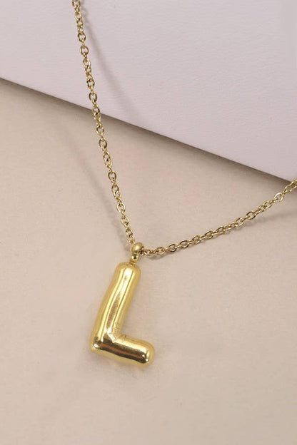 Elegant Initial Necklace 18K Stainless Steel , Durable Tarnish-Free Personalized Accessory, Thoughtful Gift for Women Bubble Necklace L