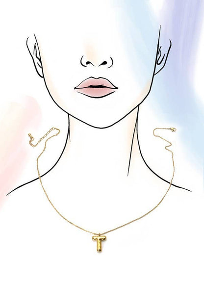 Elegant Initial Necklace 18K Stainless Steel , Durable Tarnish-Free Personalized Accessory, Thoughtful Gift for Women Bubble Necklace