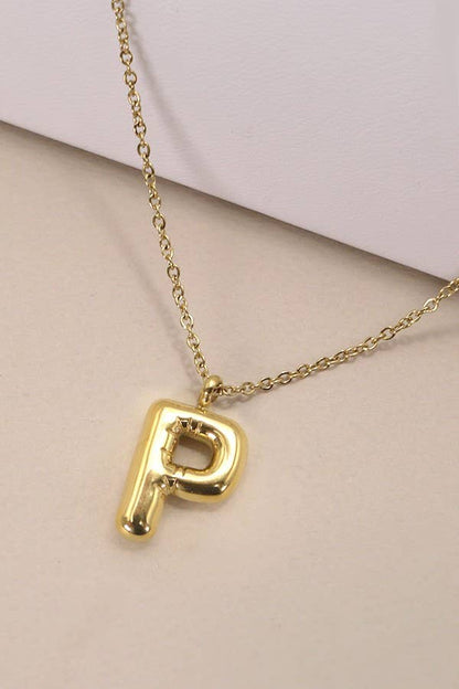 Elegant Initial Necklace 18K Stainless Steel , Durable Tarnish-Free Personalized Accessory, Thoughtful Gift for Women Bubble Necklace P