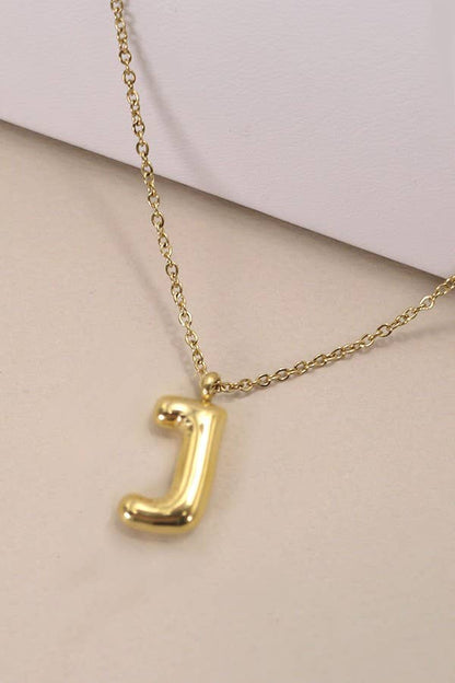 Elegant Initial Necklace 18K Stainless Steel , Durable Tarnish-Free Personalized Accessory, Thoughtful Gift for Women Bubble Necklace J