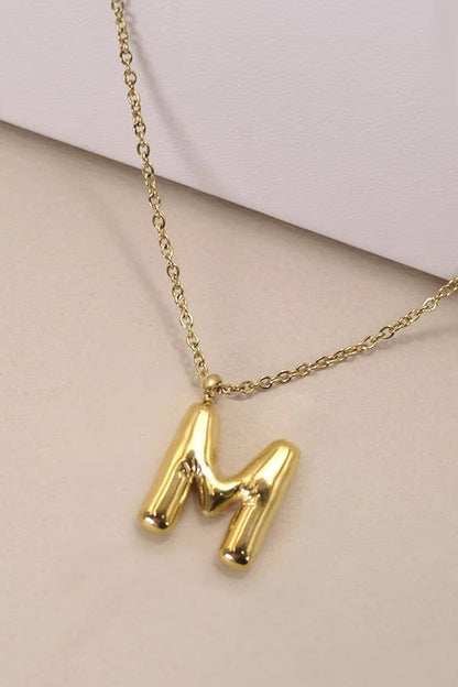 Elegant Initial Necklace 18K Stainless Steel , Durable Tarnish-Free Personalized Accessory, Thoughtful Gift for Women Bubble Necklace M