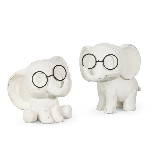 Elephant with Glasses - 6.25" Cute Resin Statue | Farmhouse Spring Decor | Adorable Home Accent for Animal Lovers - Nifty Decor & More