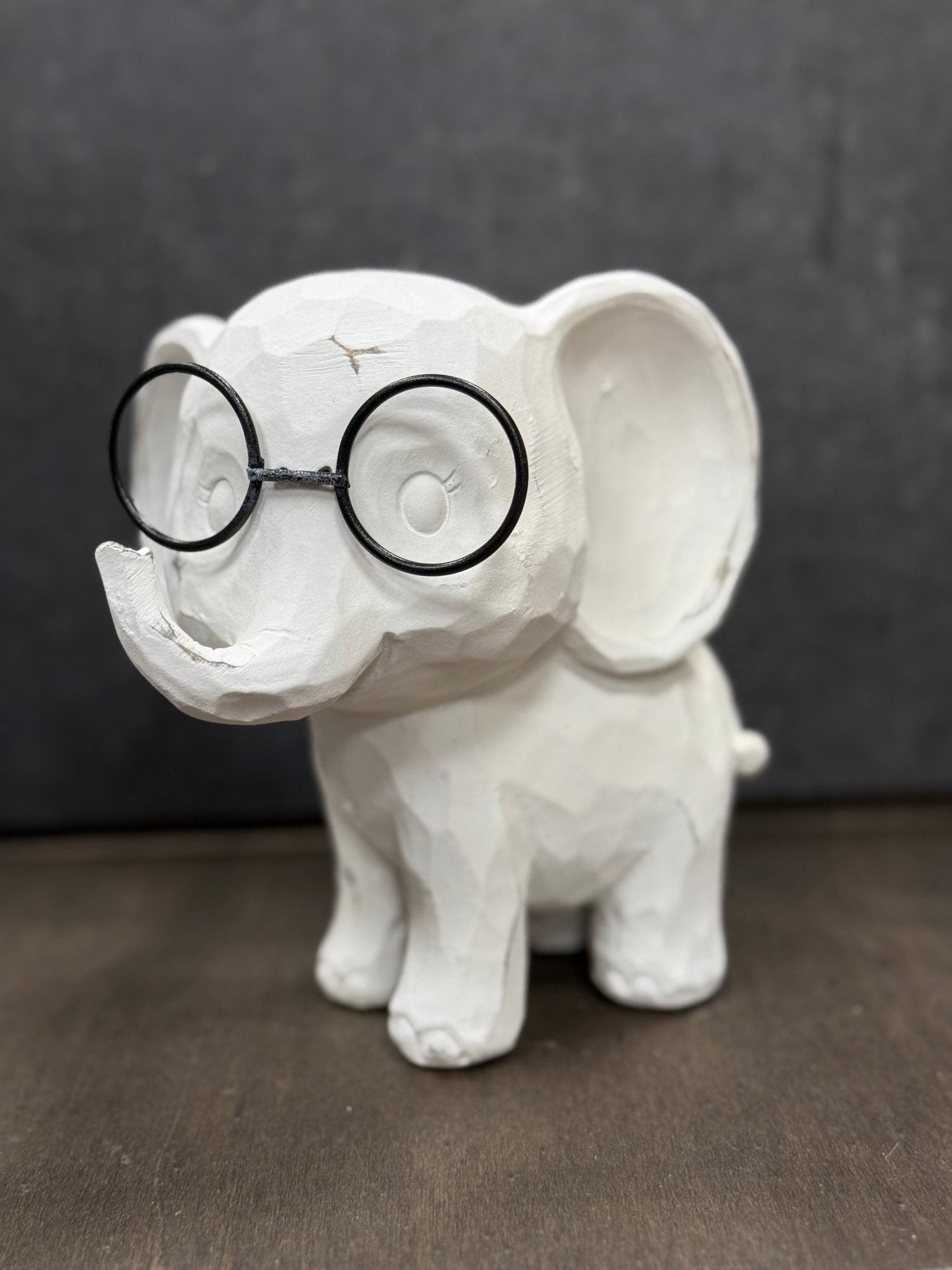 Elephant with Glasses - 6.25" Cute Resin Statue | Farmhouse Spring Decor | Adorable Home Accent for Animal Lovers - Nifty Decor & More