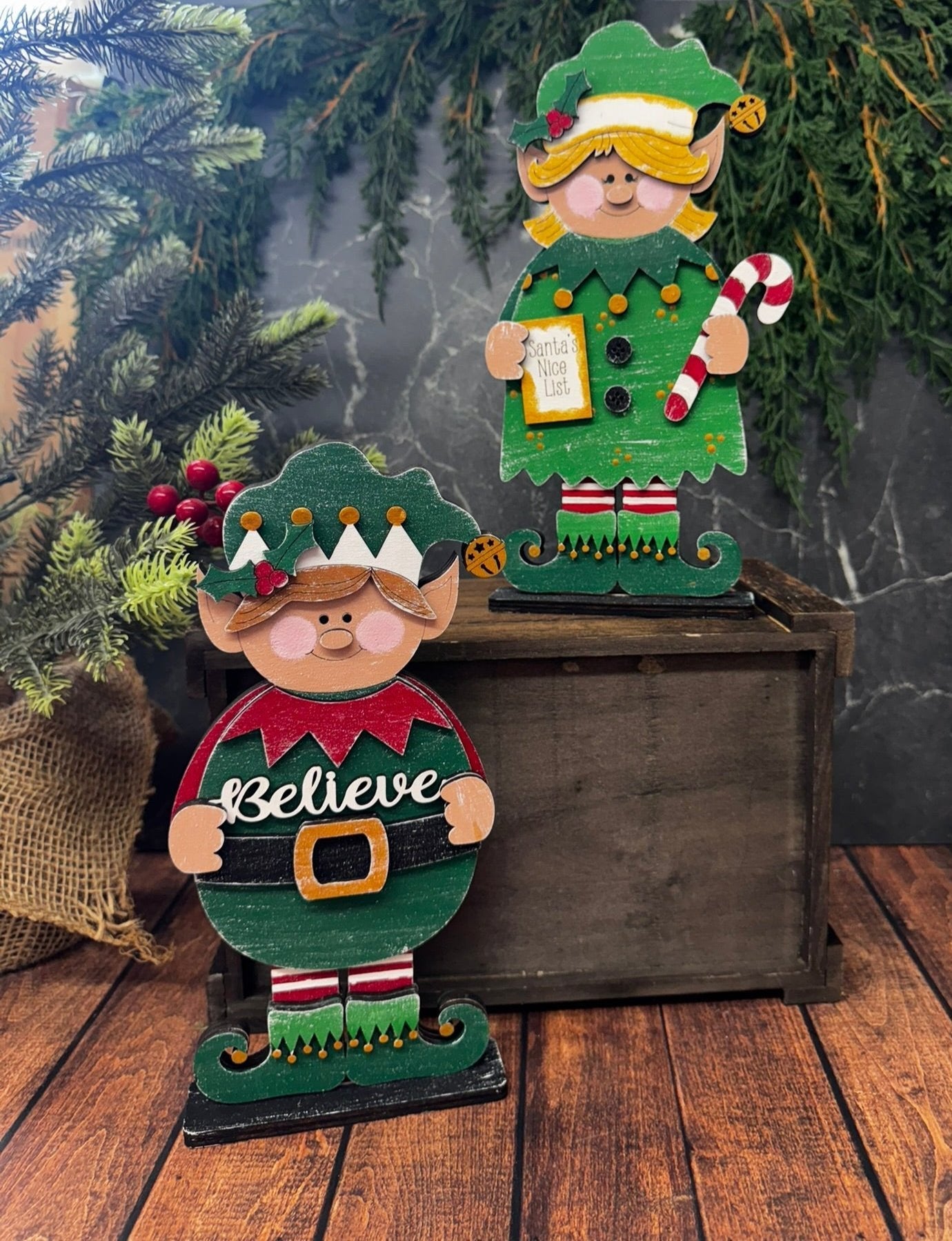 Elf Boy and Girl Shelf Sitters - Nifty Decor & More