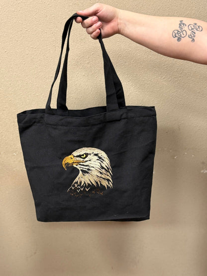 Embroidered Black Tote