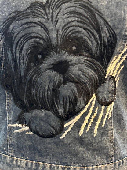Embroidered Dog Denim Jackets blue 3xl Great Dane