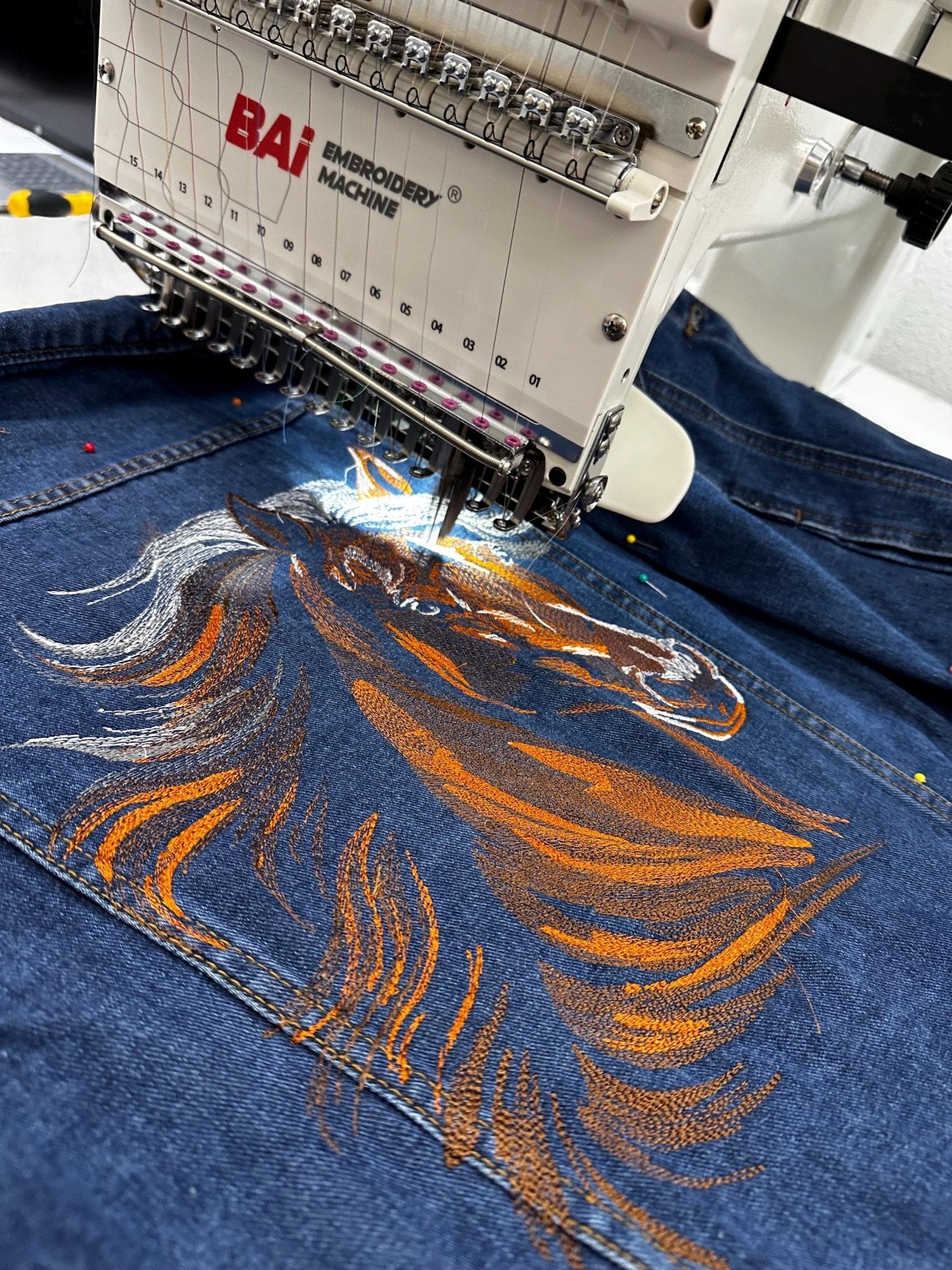 Embroidered Horse (Rocky) Denim Jacket denim jacket