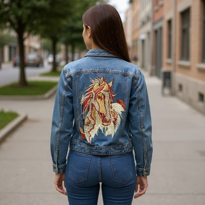 Embroidered Horse (Piper) Denim Jacket - Nifty Decor & More