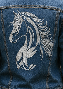 Embroidered Horse (Rocky) Denim Jacket denim jacket