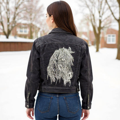 Embroidered Horse (Stardust) Denim Jacket denim jacket