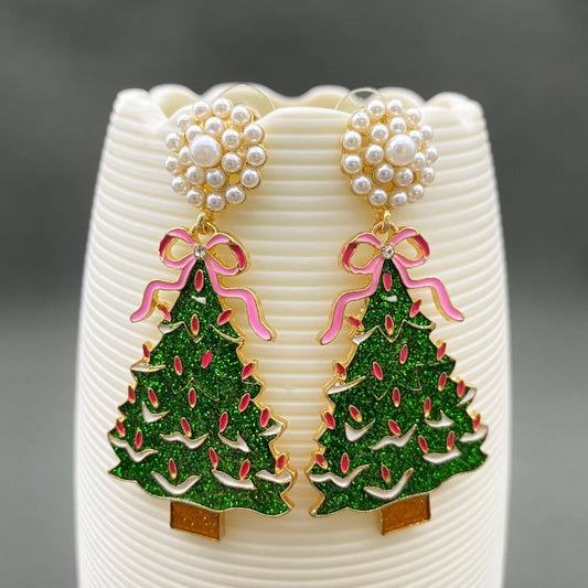 Enamel Christmas Tree DangleEarrings - Nifty Decor & More