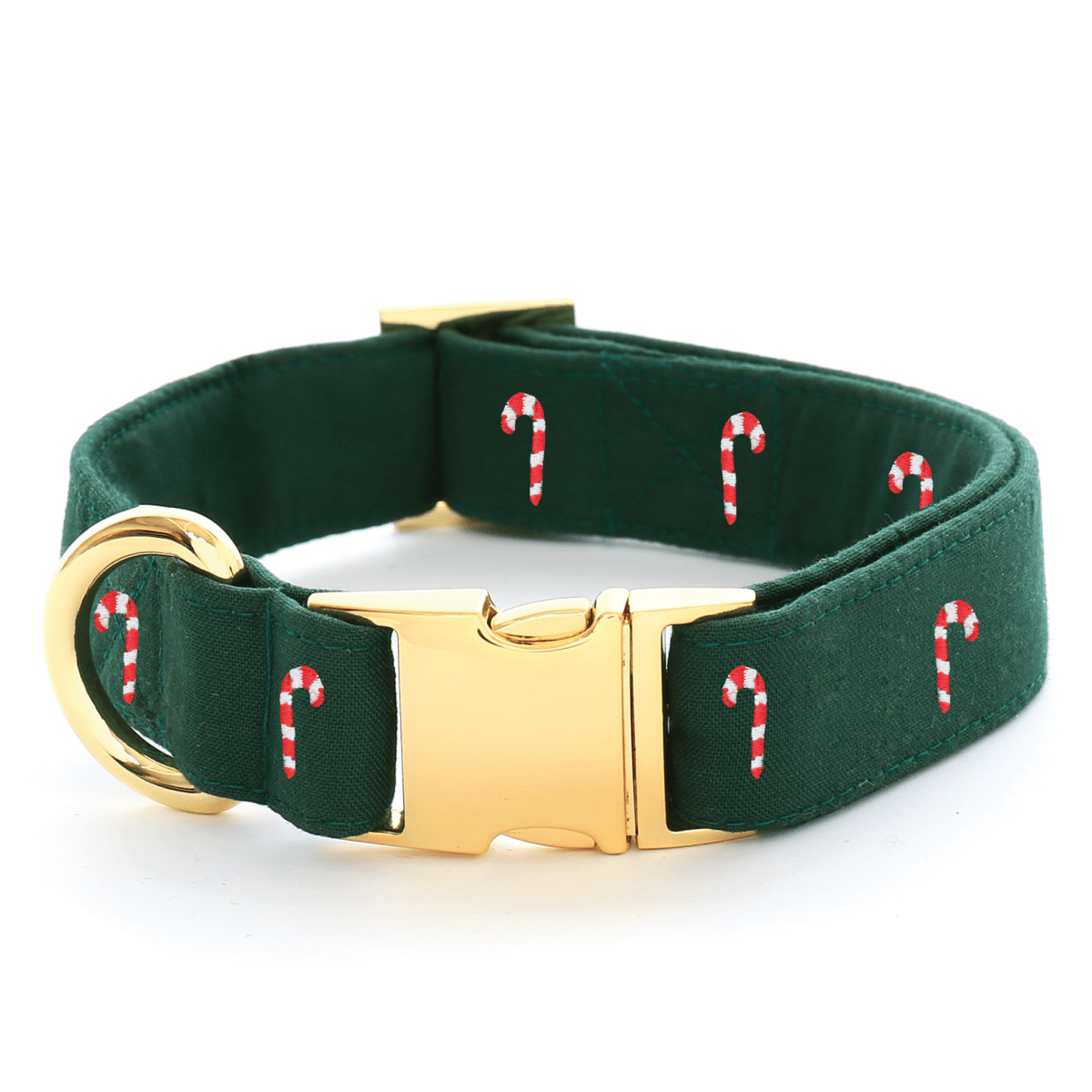 Evergreen Candy Canes Embroidered Dog Collar - Nifty Decor & More