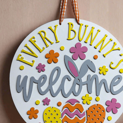 Every Bunny’s Welcome Hanger | Colorful Spring Easter Wall Decor | Cute Bunny Decor for Home - Nifty Decor & More
