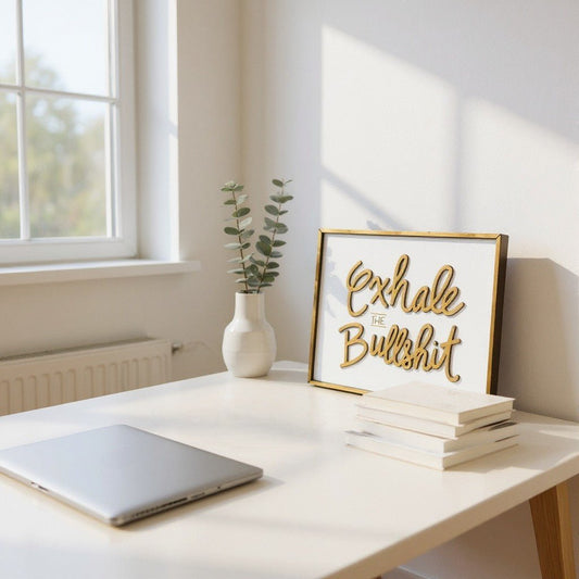 Exhale the Bulls**t Wall Sign, Funny Motivational Decor for Office or Home, Perfect Gift for Adulting Adults