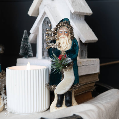 8" Deep Ocean Velvet Belsnickle Santa figurine
