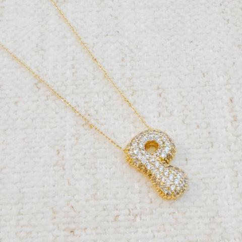 Crystal Bubble Initial Necklace, Sparkling Preppy Charm Necklace, Trendy Accessory for Women, Gift Idea Accessories P