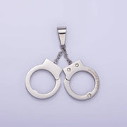Stainless Steel Hand Cuff Charms Pendant in Gold & Silver | P1448 Silver