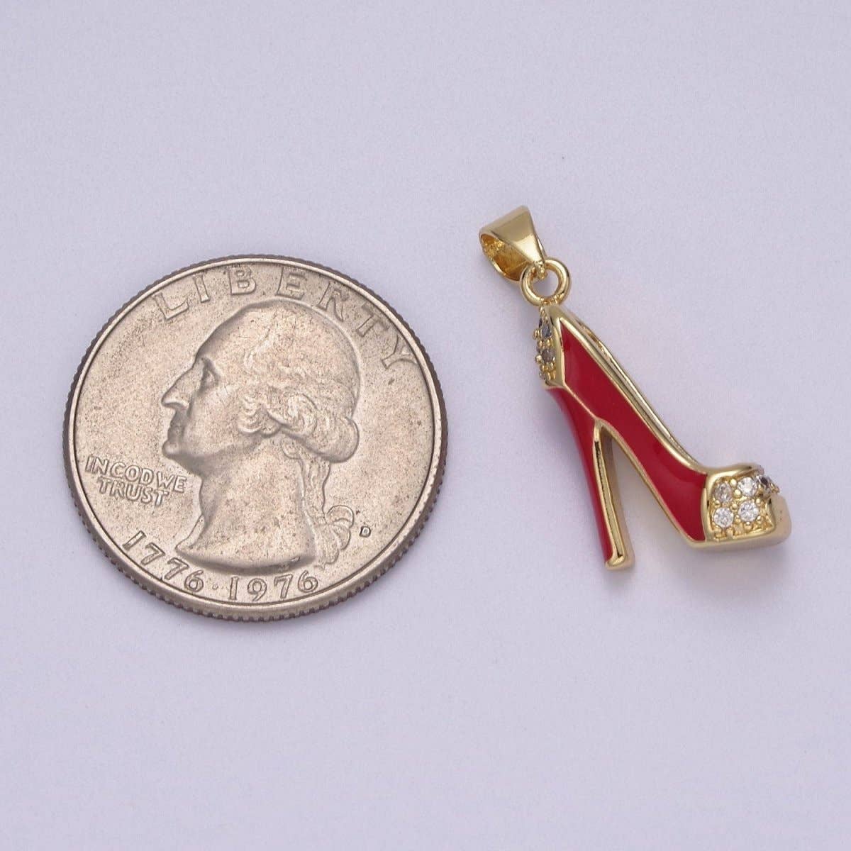 Red stiletto charm high heeled shoe pendant for Bracelet Necklace Earring J-352