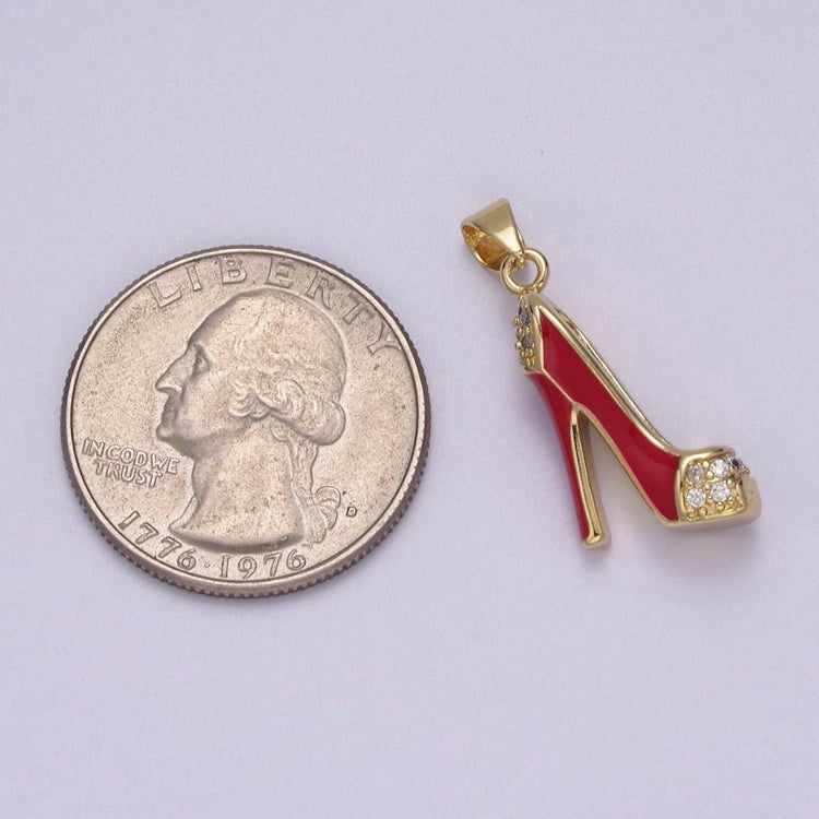 Red stiletto charm high heeled shoe pendant for Bracelet Necklace Earring J-352