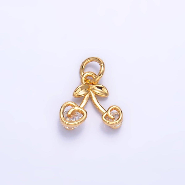 Heart Cherry Fruit Charm in Gold 24K Gold Filled CZ