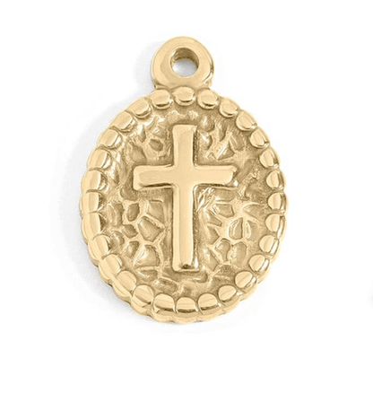 Faith & Love Charms, 18K Gold PVD Pendant, Gift for Mom, Mother's Day Inspirational Jewelry Faith Charms Cross in Circle