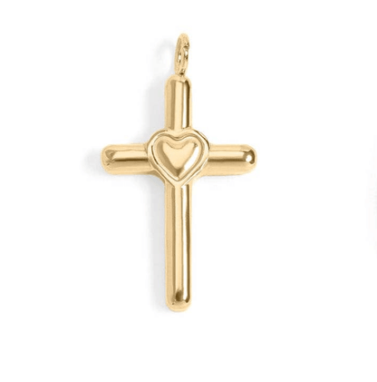 Faith & Love Charms, 18K Gold PVD Pendant, Gift for Mom, Mother's Day Inspirational Jewelry Faith Charms Cross w/ Heart