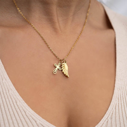 Faith & Love Charms, 18K Gold PVD Pendant, Gift for Mom, Mother's Day Inspirational Jewelry - Nifty Decor & More