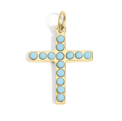 Faith & Love Charms, 18K Gold PVD Pendant, Gift for Mom, Mother's Day Inspirational Jewelry Faith Charms Turquoise Cross