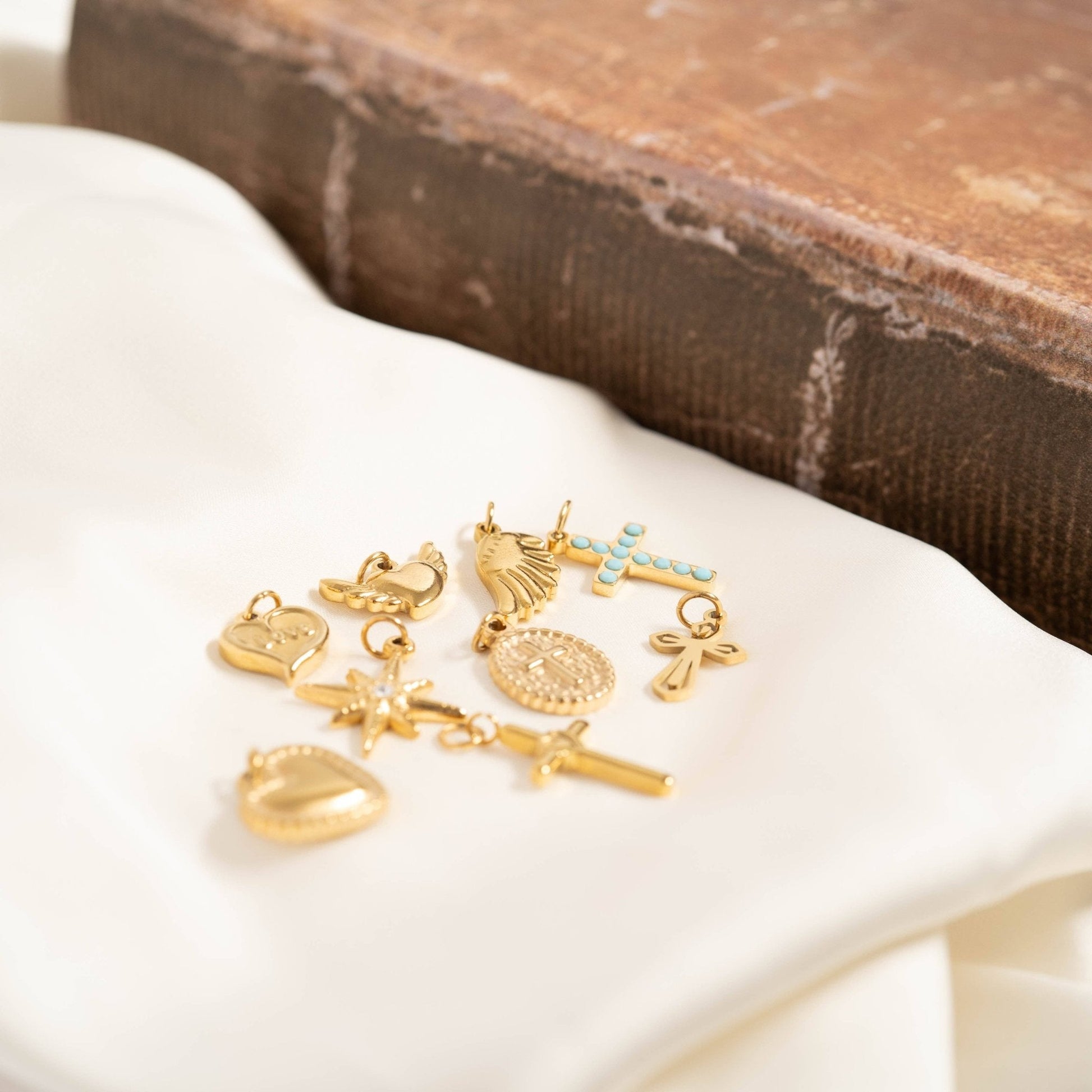 Faith & Love Charms, 18K Gold PVD Pendant, Gift for Mom, Mother's Day Inspirational Jewelry - Nifty Decor & More