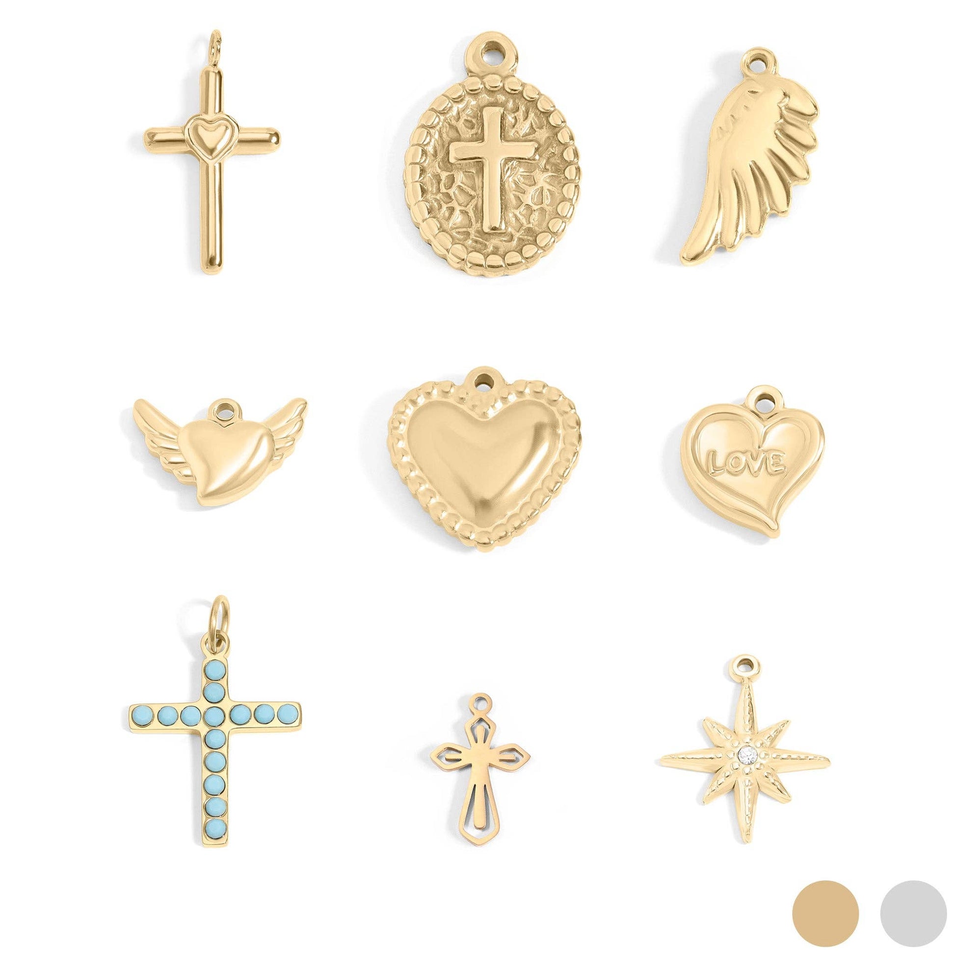 Faith & Love Charms, 18K Gold PVD Pendant, Gift for Mom, Mother's Day Inspirational Jewelry - Nifty Decor & More