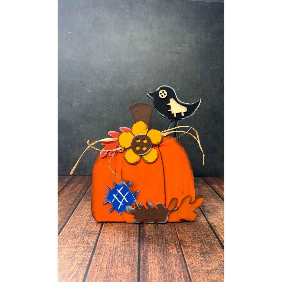 Fall Pumpkin Sunflowers & Crows Medium Pumpkin Crow